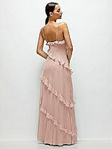 Rear View Thumbnail - Toasted Sugar Asymmertical Ruffle Chiffon Bias Slip Maxi Dress