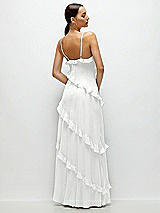 Rear View Thumbnail - White Asymmertical Ruffle Chiffon Bias Slip Maxi Dress