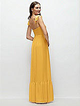 Rear View Thumbnail - NYC Yellow Ruffle Strap Chiffon Bustier Maxi Dress with Ruffle Hem A-Line Skirt