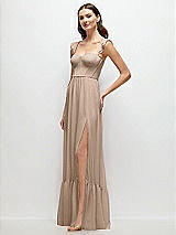 Side View Thumbnail - Topaz Ruffle Strap Chiffon Bustier Maxi Dress with Ruffle Hem A-Line Skirt