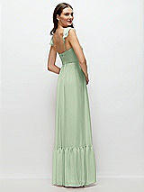 Rear View Thumbnail - Celadon Ruffle Strap Chiffon Bustier Maxi Dress with Ruffle Hem A-Line Skirt