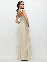 Rear View Thumbnail - Champagne Ruffle Strap Chiffon Bustier Maxi Dress with Ruffle Hem A-Line Skirt