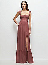 Front View Thumbnail - English Rose Ruffle Strap Chiffon Bustier Maxi Dress with Ruffle Hem A-Line Skirt