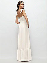 Rear View Thumbnail - Ivory Ruffle Strap Chiffon Bustier Maxi Dress with Ruffle Hem A-Line Skirt