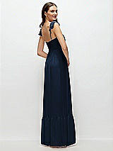 Rear View Thumbnail - Midnight Navy Ruffle Strap Chiffon Bustier Maxi Dress with Ruffle Hem A-Line Skirt