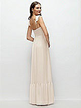 Rear View Thumbnail - Oat Ruffle Strap Chiffon Bustier Maxi Dress with Ruffle Hem A-Line Skirt