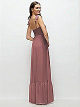 Rear View Thumbnail - Rosewood Ruffle Strap Chiffon Bustier Maxi Dress with Ruffle Hem A-Line Skirt