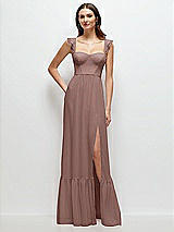 Front View Thumbnail - Sienna Ruffle Strap Chiffon Bustier Maxi Dress with Ruffle Hem A-Line Skirt