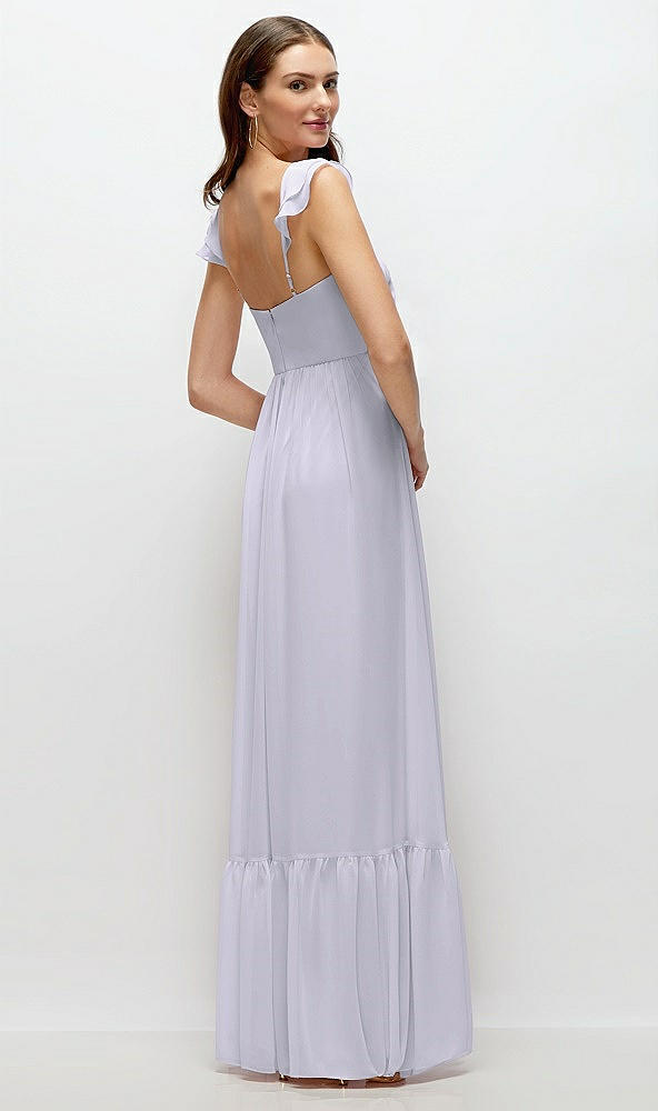 Back View - Silver Dove Ruffle Strap Chiffon Bustier Maxi Dress with Ruffle Hem A-Line Skirt