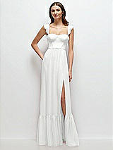 Front View Thumbnail - White Ruffle Strap Chiffon Bustier Maxi Dress with Ruffle Hem A-Line Skirt