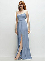 Side View Thumbnail - Cloudy Strapless Cat-Eye Corset Maxi Dress with Ruffle Hem A-Line Skirt