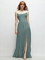 Front View Thumbnail - Icelandic Strapless Cat-Eye Corset Maxi Dress with Ruffle Hem A-Line Skirt