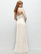 Rear View Thumbnail - Ivory Strapless Cat-Eye Corset Maxi Dress with Ruffle Hem A-Line Skirt