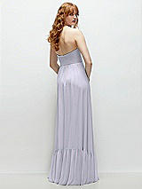 Rear View Thumbnail - Silver Dove Strapless Cat-Eye Corset Maxi Dress with Ruffle Hem A-Line Skirt