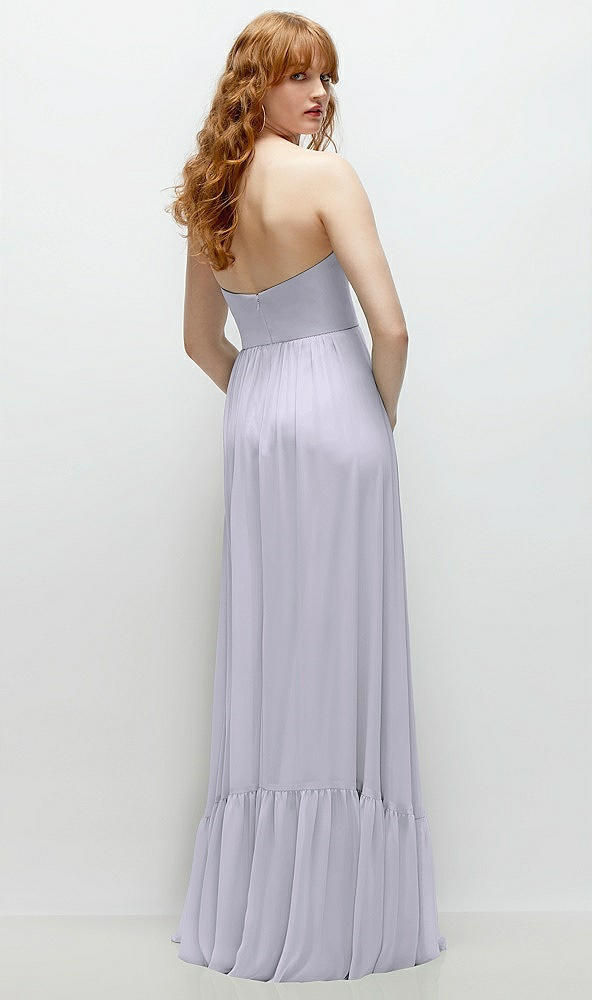 Back View - Silver Dove Strapless Cat-Eye Corset Maxi Dress with Ruffle Hem A-Line Skirt