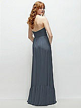 Rear View Thumbnail - Silverstone Strapless Cat-Eye Corset Maxi Dress with Ruffle Hem A-Line Skirt