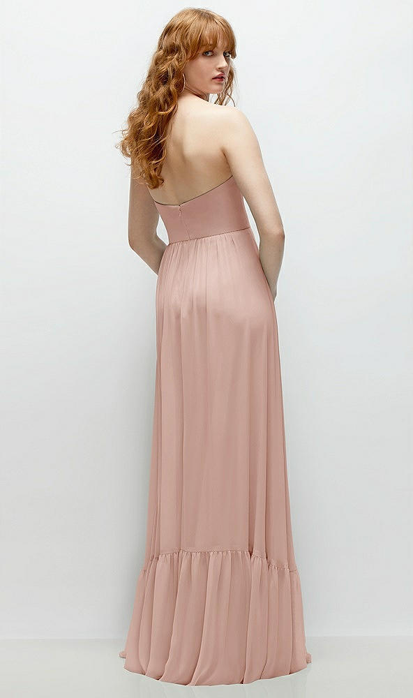 Back View - Toasted Sugar Strapless Cat-Eye Corset Maxi Dress with Ruffle Hem A-Line Skirt