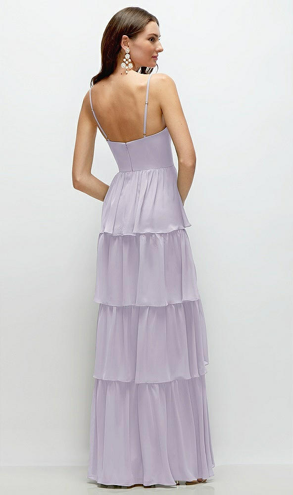 Back View - Moondance Bustier-Style Chiffon Tiered Ruffle Maxi Dress with Adjustable Straps