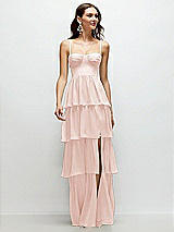 Front View Thumbnail - Blush Bustier-Style Chiffon Tiered Ruffle Maxi Dress with Adjustable Straps