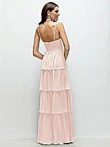 Rear View Thumbnail - Blush Bustier-Style Chiffon Tiered Ruffle Maxi Dress with Adjustable Straps