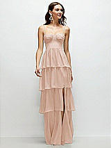 Front View Thumbnail - Cameo Bustier-Style Chiffon Tiered Ruffle Maxi Dress with Adjustable Straps