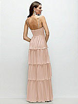 Rear View Thumbnail - Cameo Bustier-Style Chiffon Tiered Ruffle Maxi Dress with Adjustable Straps