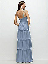 Rear View Thumbnail - Cloudy Bustier-Style Chiffon Tiered Ruffle Maxi Dress with Adjustable Straps