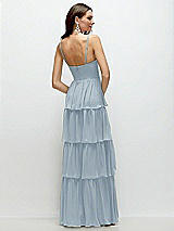 Rear View Thumbnail - Mist Bustier-Style Chiffon Tiered Ruffle Maxi Dress with Adjustable Straps