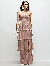 Front View Thumbnail - Neu Nude Bustier-Style Chiffon Tiered Ruffle Maxi Dress with Adjustable Straps