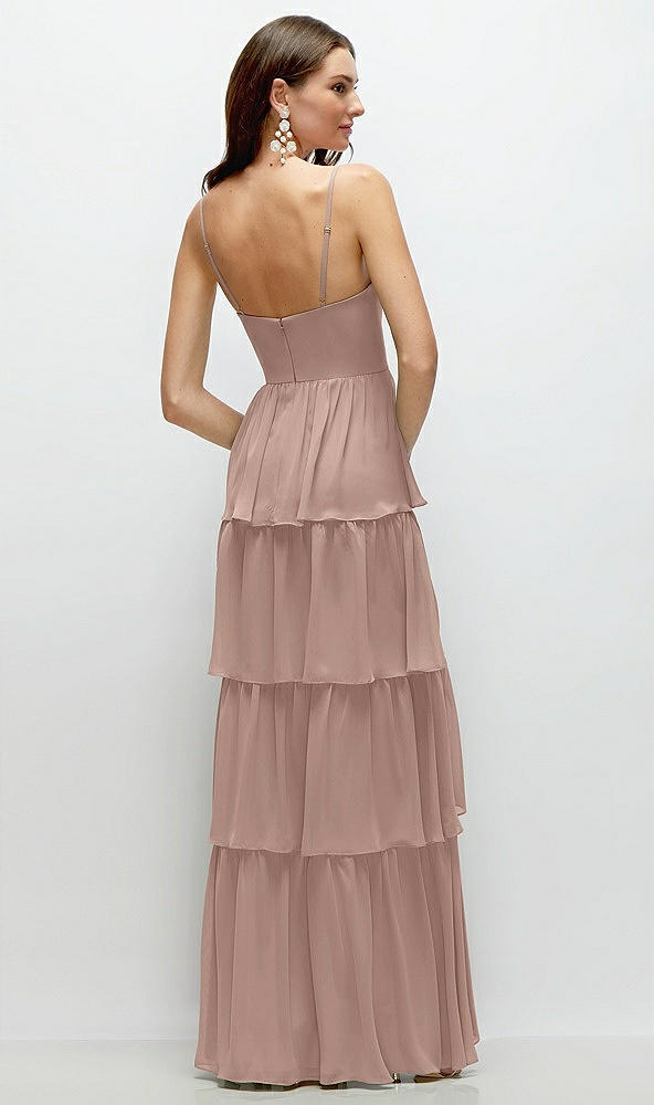 Back View - Neu Nude Bustier-Style Chiffon Tiered Ruffle Maxi Dress with Adjustable Straps