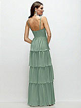 Rear View Thumbnail - Seagrass Bustier-Style Chiffon Tiered Ruffle Maxi Dress with Adjustable Straps