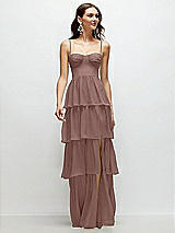 Front View Thumbnail - Sienna Bustier-Style Chiffon Tiered Ruffle Maxi Dress with Adjustable Straps