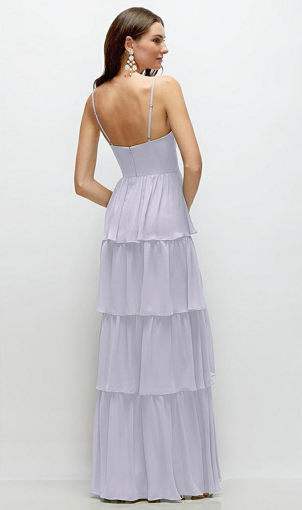 Back View - Silver Dove Bustier-Style Chiffon Tiered Ruffle Maxi Dress with Adjustable Straps