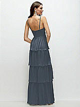 Rear View Thumbnail - Silverstone Bustier-Style Chiffon Tiered Ruffle Maxi Dress with Adjustable Straps