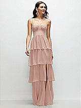 Front View Thumbnail - Toasted Sugar Bustier-Style Chiffon Tiered Ruffle Maxi Dress with Adjustable Straps