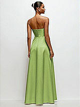 Rear View Thumbnail - Mojito Strapless Draped Cat-Eye Satin Maxi Dress with Full Skirt