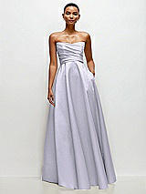 Side View Thumbnail - Silver Dove Strapless Draped Cat-Eye Satin Maxi Dress with Full Skirt