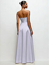 Rear View Thumbnail - Silver Dove Strapless Draped Cat-Eye Satin Maxi Dress with Full Skirt