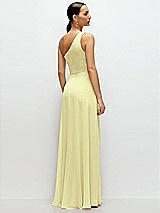 Rear View Thumbnail - Butter Yellow Chiffon One-Shoulder Maxi Dress with Circle Skirt