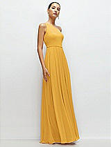 Side View Thumbnail - NYC Yellow Chiffon One-Shoulder Maxi Dress with Circle Skirt