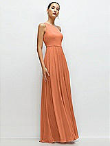 Side View Thumbnail - Sweet Melon Chiffon One-Shoulder Maxi Dress with Circle Skirt