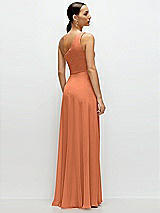 Rear View Thumbnail - Sweet Melon Chiffon One-Shoulder Maxi Dress with Circle Skirt