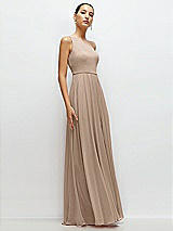 Side View Thumbnail - Topaz Chiffon One-Shoulder Maxi Dress with Circle Skirt