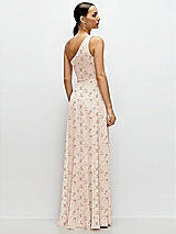 Rear View Thumbnail - Coquette Floral Print Chiffon One-Shoulder Maxi Dress with Circle Skirt