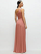 Rear View Thumbnail - Desert Rose Chiffon One-Shoulder Maxi Dress with Circle Skirt