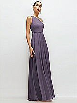 Side View Thumbnail - Lavender Chiffon One-Shoulder Maxi Dress with Circle Skirt