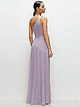 Rear View Thumbnail - Lilac Haze Chiffon One-Shoulder Maxi Dress with Circle Skirt