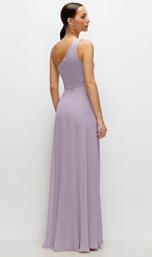 Back View - Lilac Haze Chiffon One-Shoulder Maxi Dress with Circle Skirt