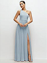 Front View Thumbnail - Mist Chiffon One-Shoulder Maxi Dress with Circle Skirt