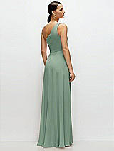 Rear View Thumbnail - Seagrass Chiffon One-Shoulder Maxi Dress with Circle Skirt